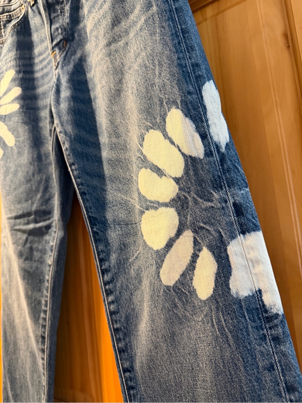 Madewell The Dean Easy Straight Shibori Wash Denim White Flowers Womens 27 NWT - Picture 5 of 14